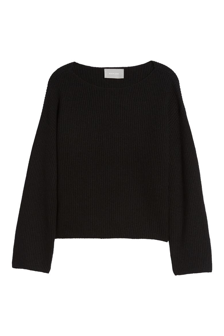 The Cashmere Rib Boatneck Sweater, Main, color, BLACK
