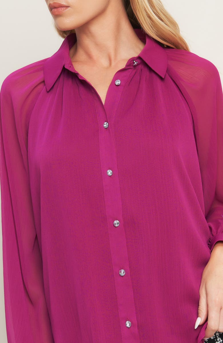 FLYING TOMATO Solid Button-Up Shirt, Alternate, color, Berry