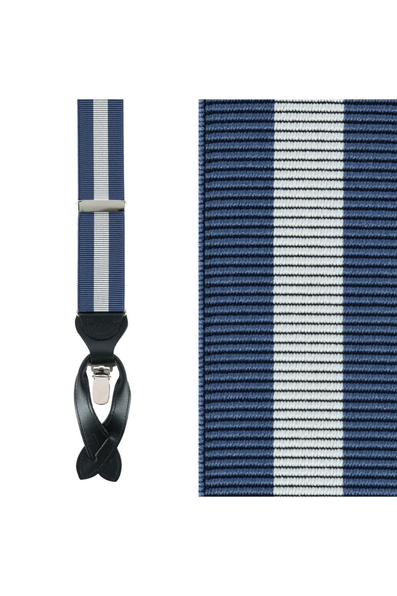 Big & Tall Oliver Stripe Convertible Suspenders, Main, color, Blue / Grey