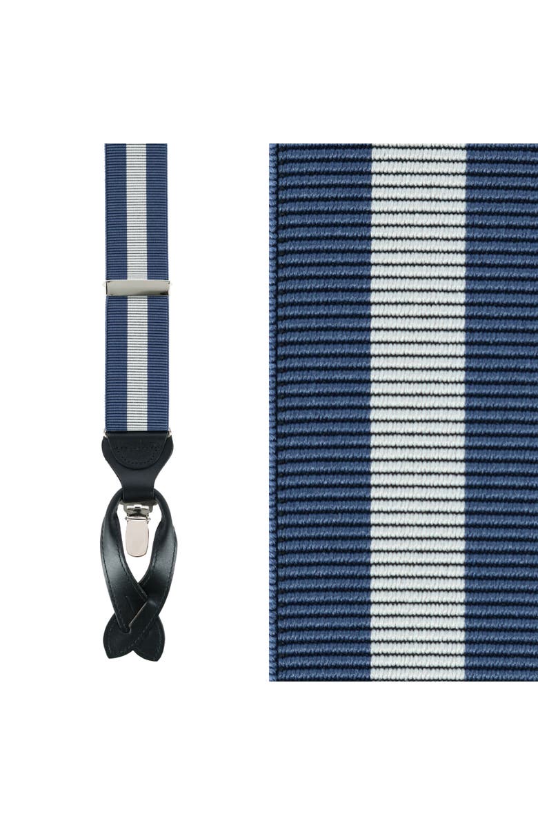 Trafalgar Oliver Stripe 35mm Convertible Suspenders, Main, color, Blue / Grey