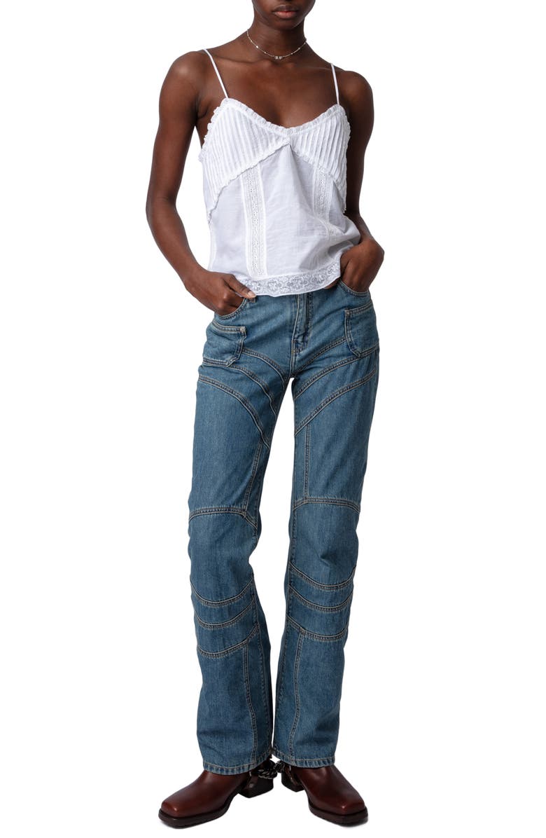 Zadig & Voltaire Calixia Pintuck Lace Trim Camisole, Alternate, color, 