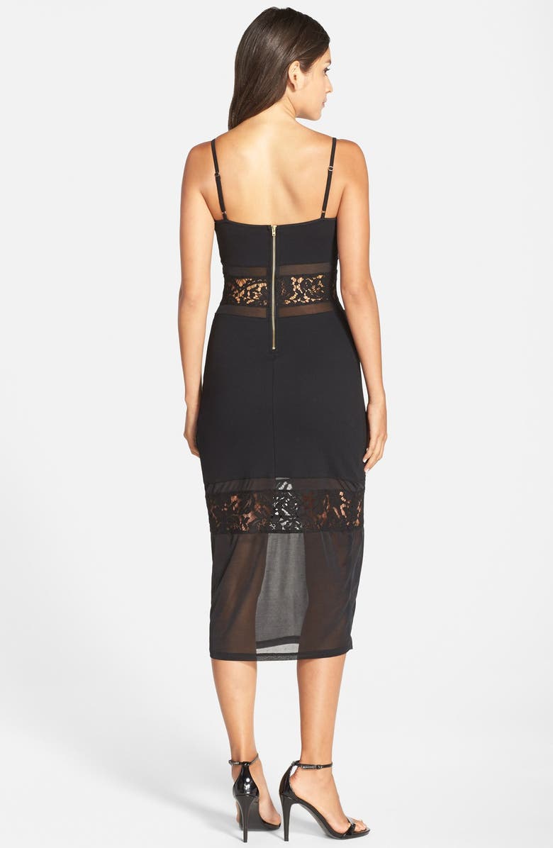 French Connection 'Lucky Layer' Lace Inset Body-Con Midi Dress, Alternate, color,