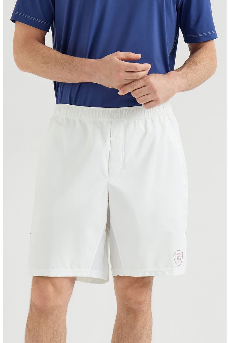 Nylon shorts with logo, Main, color, White