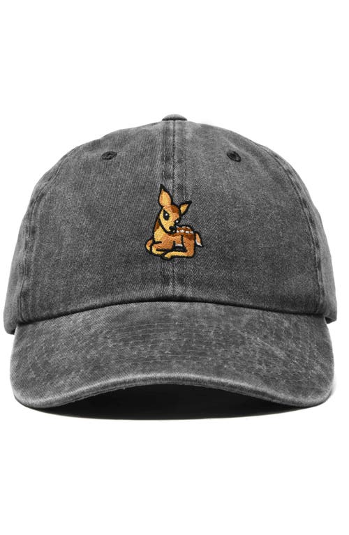 Dalix Fawn Embroidered Outdoor Cap In Washed Black