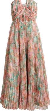 Hutch Pleated Strapless Mesh Gown