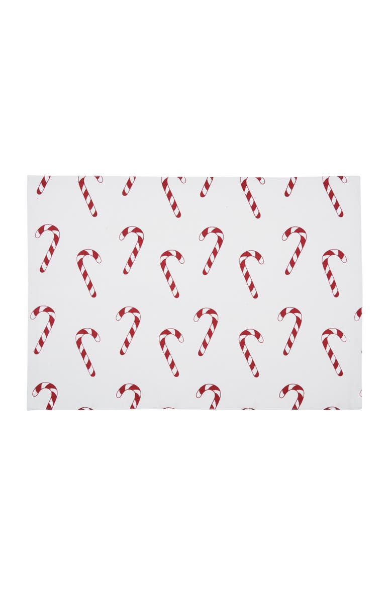C&F Home Candy Cane Wishes Placemats Set of 6, 14" x 20", Alternate, color, White