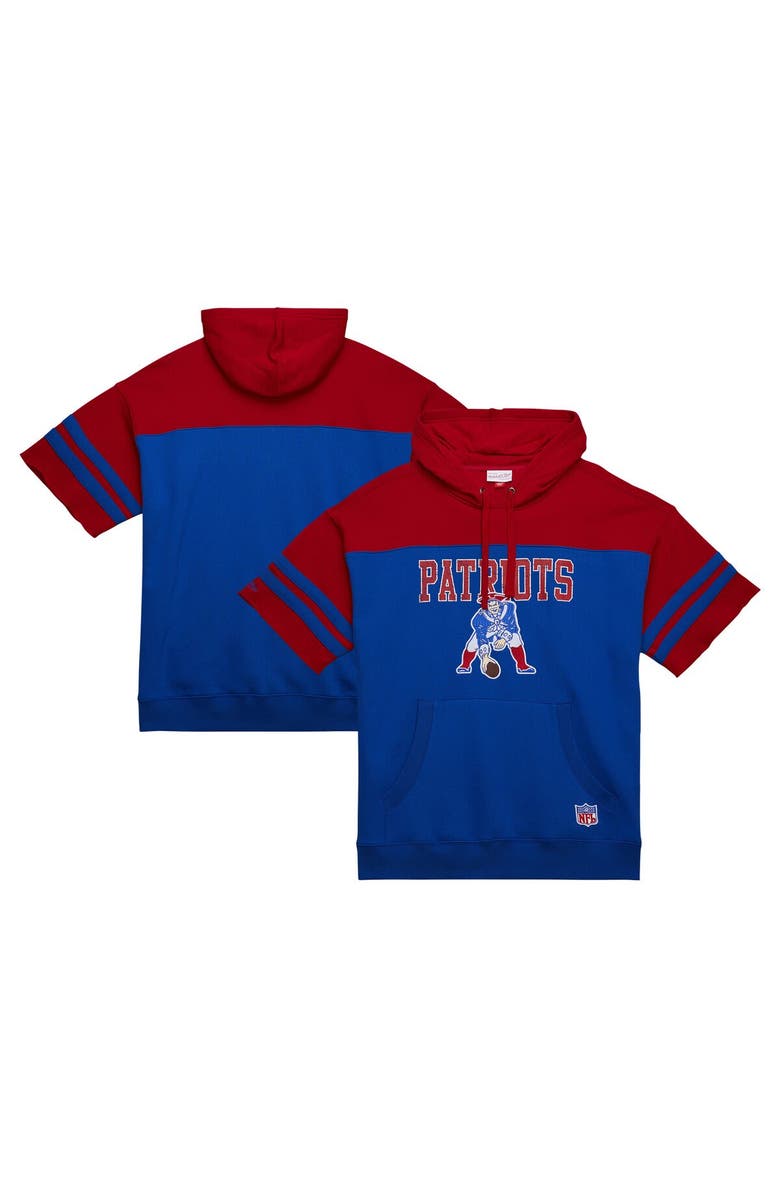Mitchell & Ness Men's Mitchell & Ness Royal New England Patriots  Off Field Vintage Logo Short Sleeve Pullover Hoodie, Main, color, Royal