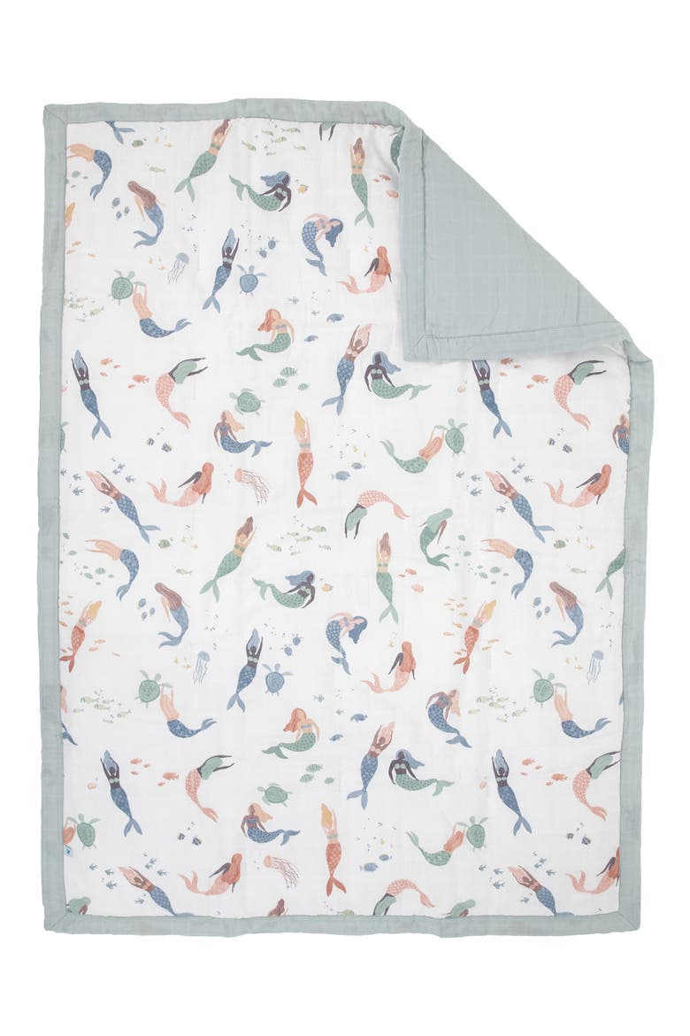 Cotton Muslin Toddler Comforter, Main, color, MERMAIDS