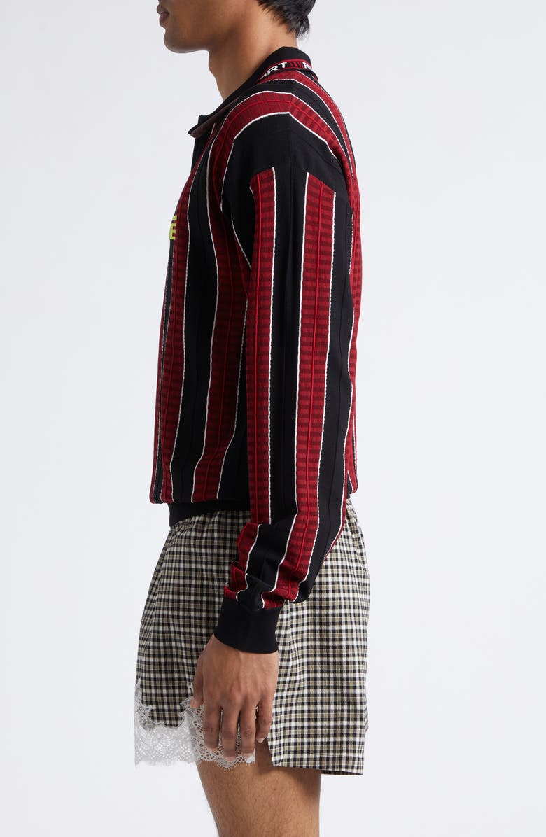 Martine Rose Stripe Logo Polo, Alternate, color, Red Black