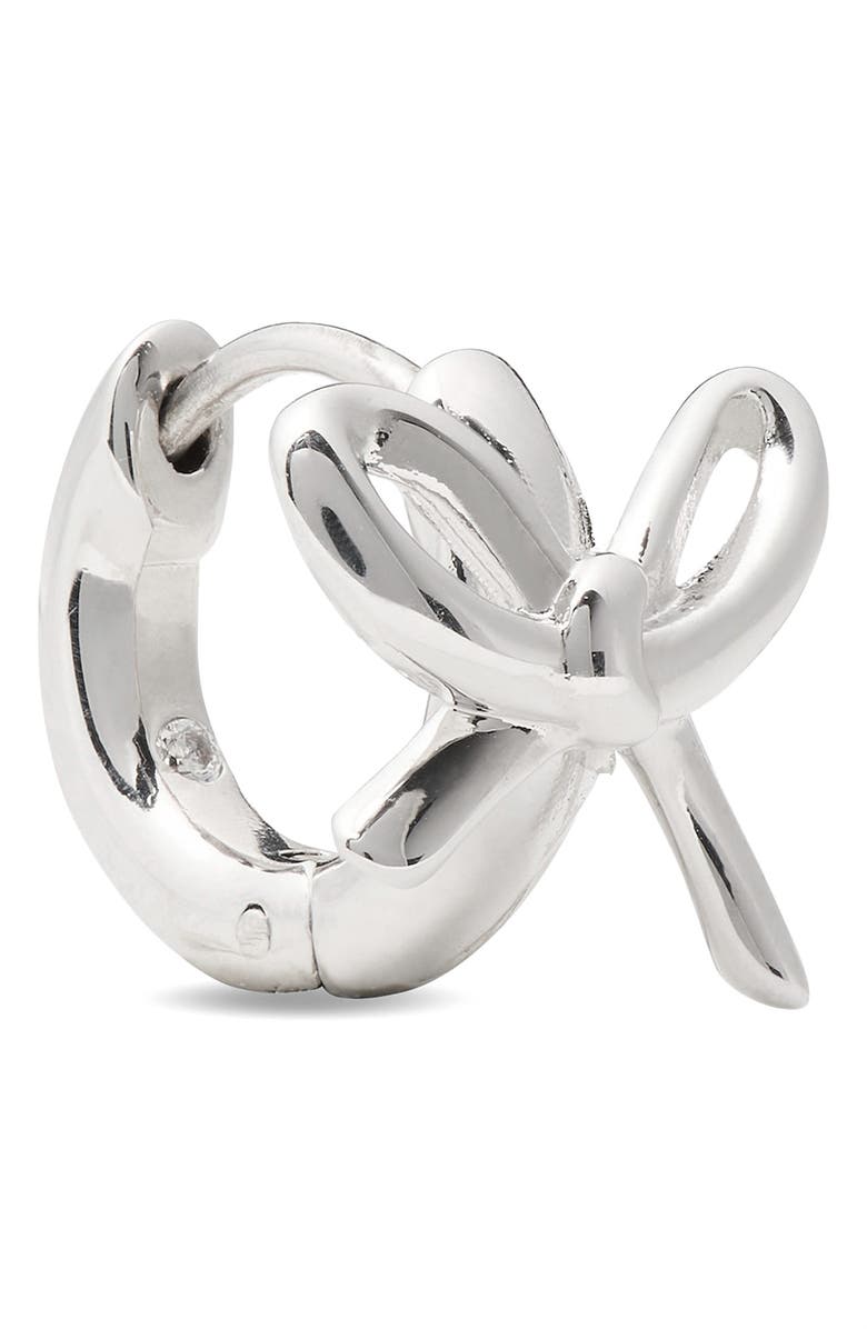 Kate Spade New York bow huggie hoop earrings, Alternate, color, Silver
