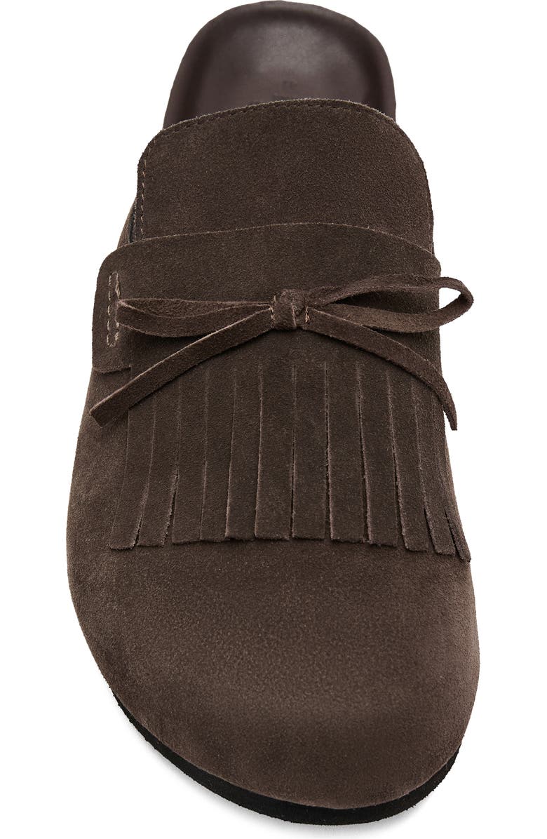 MANGO Kiltie Fringe Clog, Alternate, color, Brown