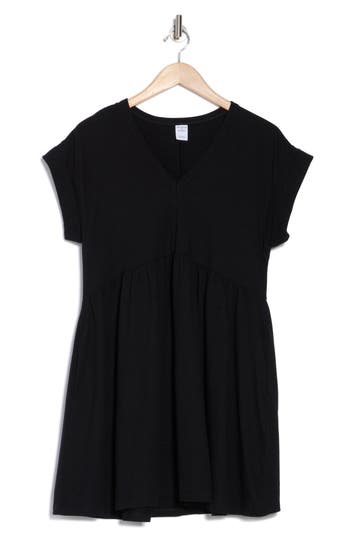 Melrose And Market V-neck Short Sleeve Minidress In Black