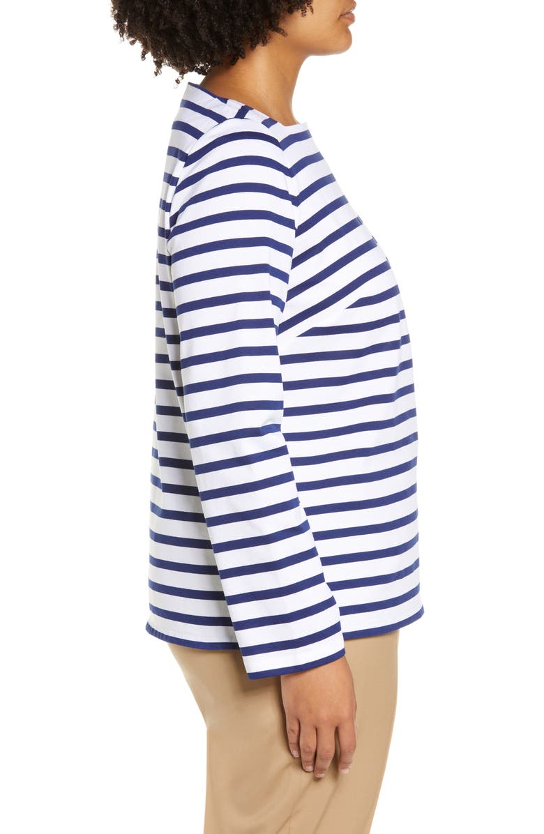 Lafayette 148 New York Women's Keene Stripe Cotton Top, Alternate, color,