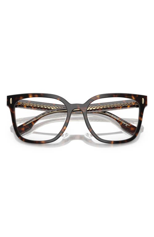 Tory Burch 53mm Square Optical Glasses In Dk Tort