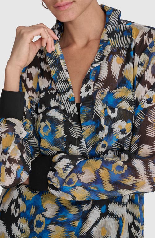 DKNY DKNY FLORAL PRINT LONG SLEEVE CHIFFON SHIRT