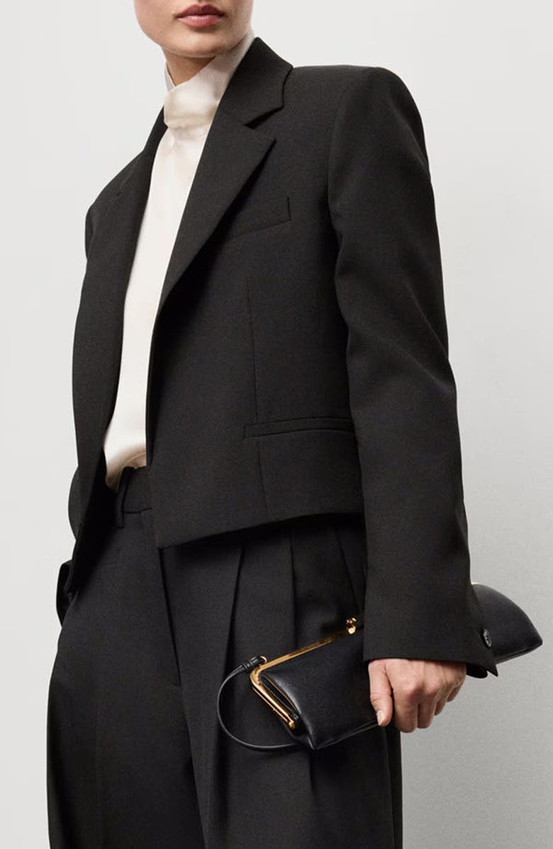 MANGO Crop Suit Blazer, Main, color, 