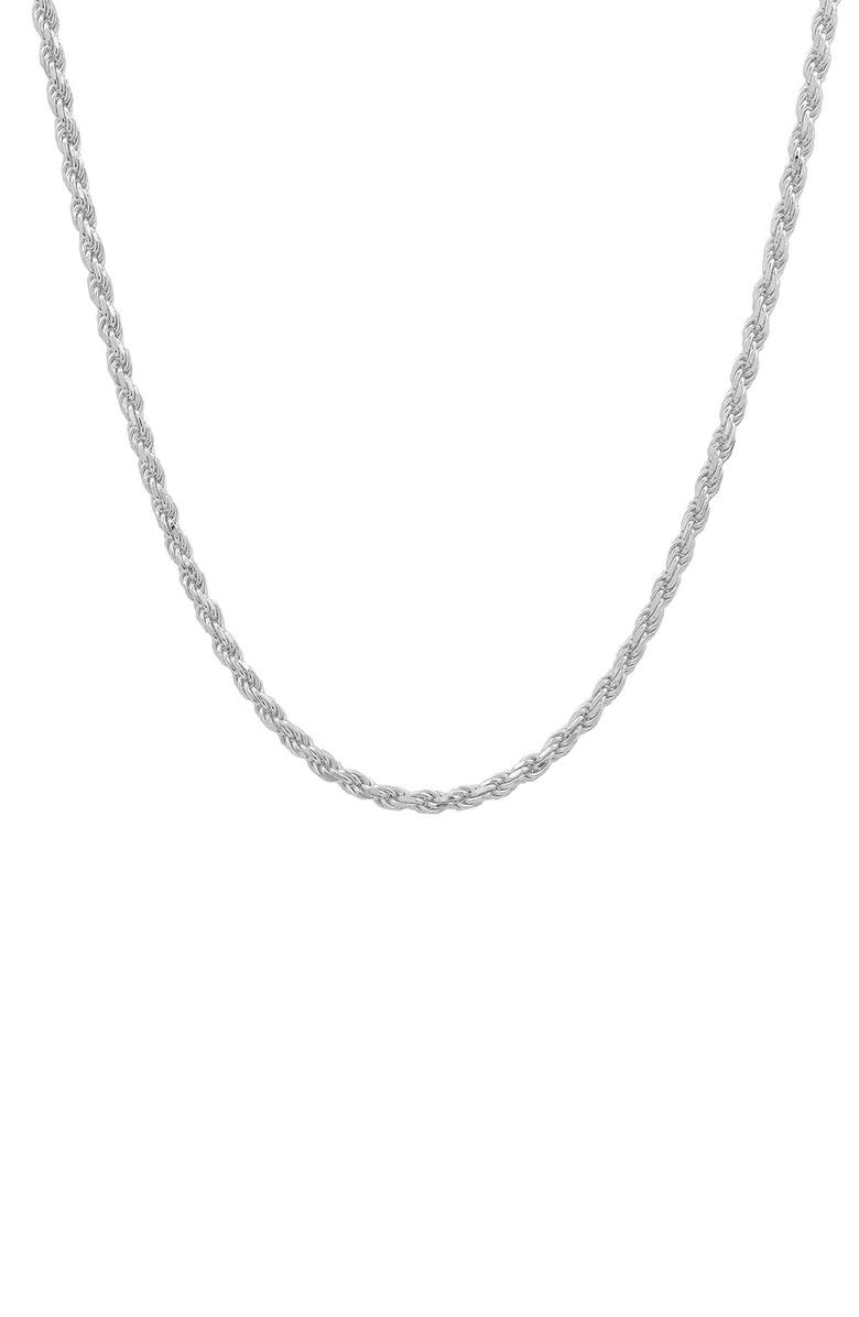 HMY JEWELRY Italian Rope Chain Necklace, Main, color, Silver
