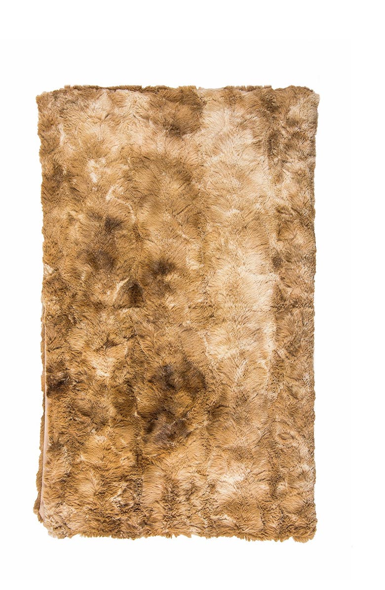 LUXE Naples Taupe Faux Fur Throw Blanket, Main, color, 