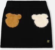Deux par Deux Knitted Skirt with Bear Intarsia
