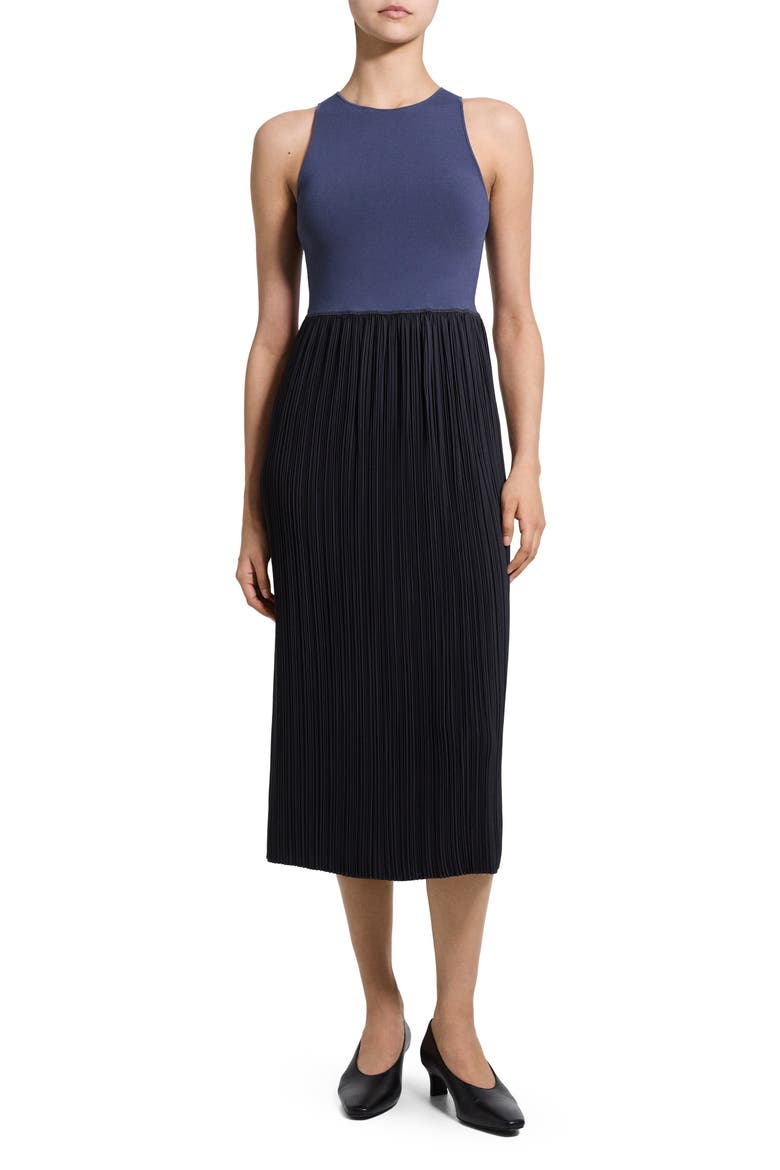 Plisse Satin Tank Dress, Main, color, CARBON GREY