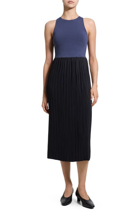 Plisse Satin Tank Dress