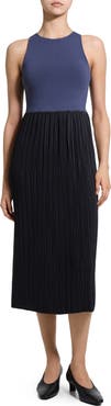 Theory Plisse Satin Tank Dress