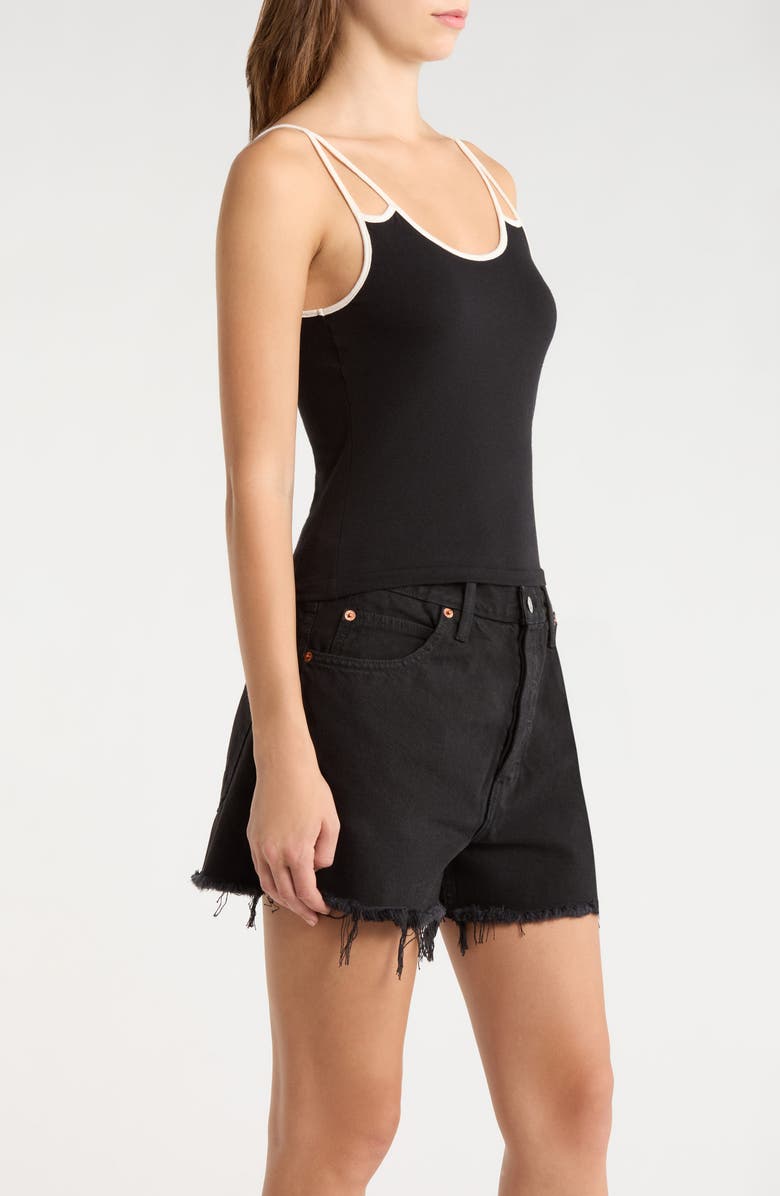 Re/Done Gemini Reversible Spaghetti Strap Tank, Alternate, color, Blackwvwhite