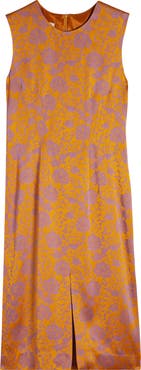 Dries Van Noten Delina Floral Sleeveless Satin Sheath Dress