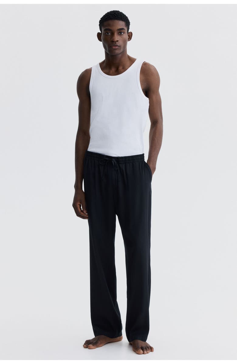 H&M Relaxed Fit Poplin Trousers, Alternate, color, Black