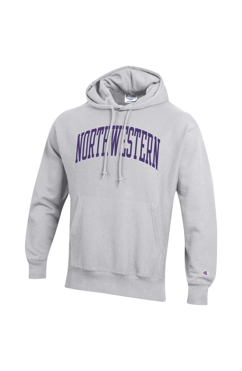 Champion Men's Champion Heathered Gray Northwestern Wildcats Team Arch Reverse Weave Pullover Hoodie, Alternate, color, 