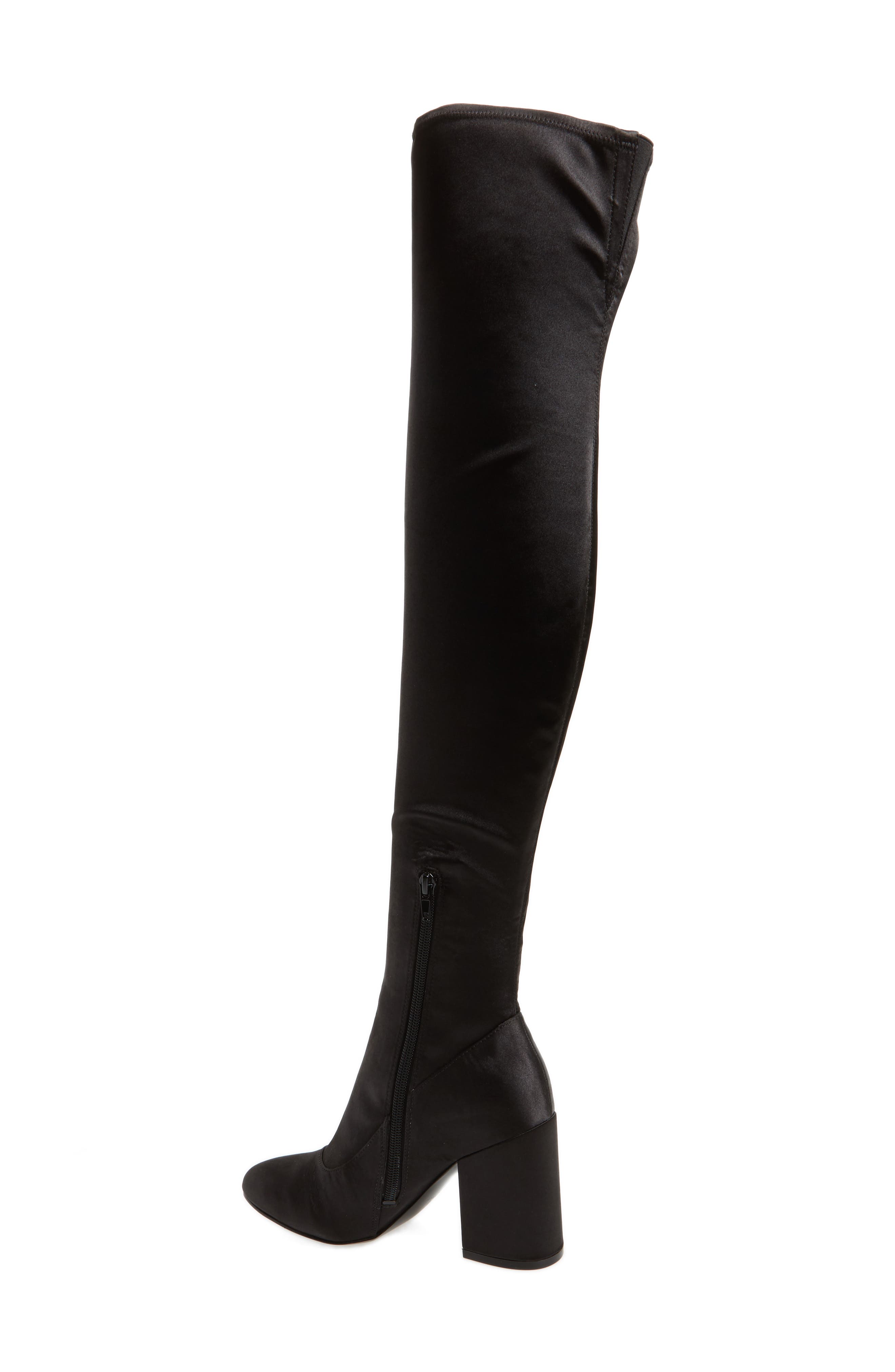Praye Over the Knee Boot, Alternate, color, BLACK FAUX SATIN