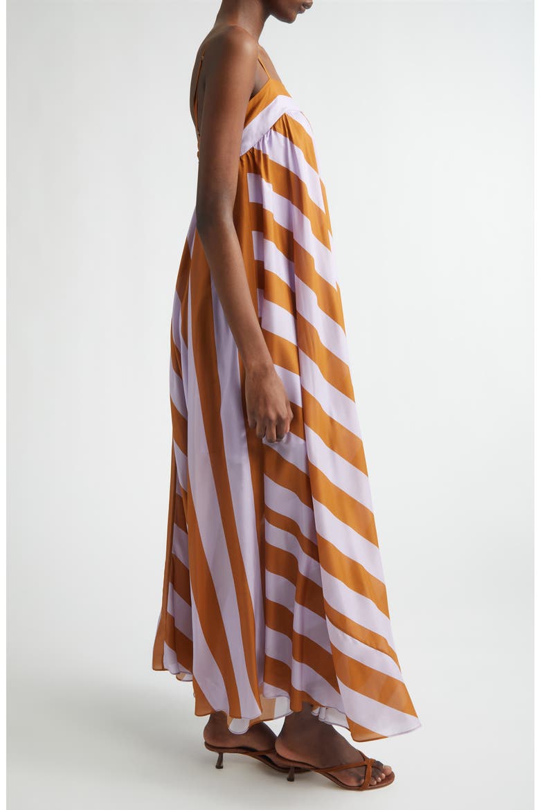Indra Stripe Silk Maxi Dress, Alternate, color, LILAC TAN
