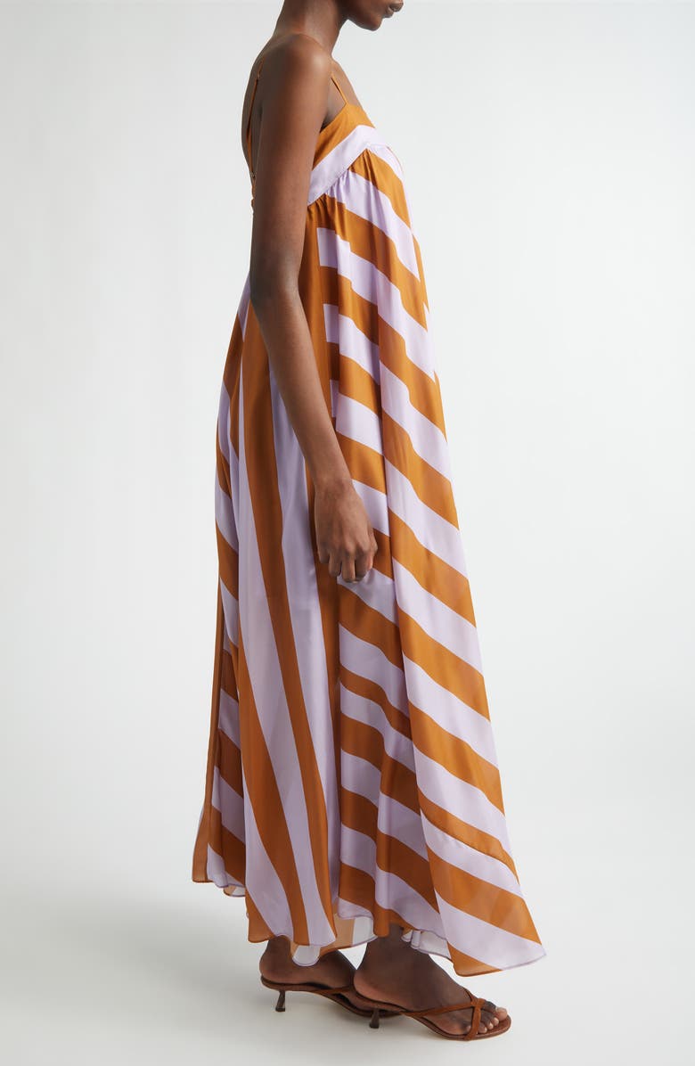 Zimmermann Indra Stripe Silk Maxi Dress, Alternate, color, Lilac Tan