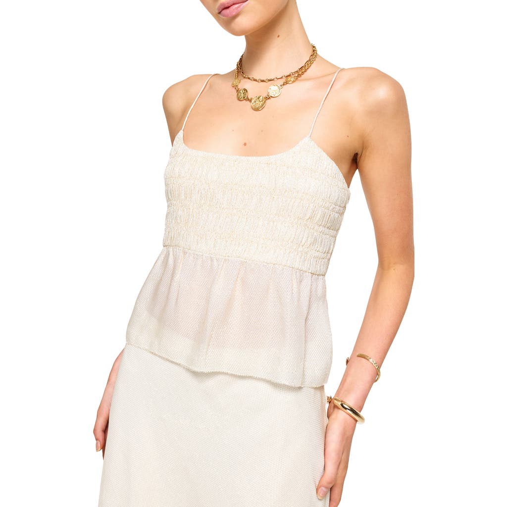 Cami Nyc Alysin Metallic Smocked Camisole In Cream