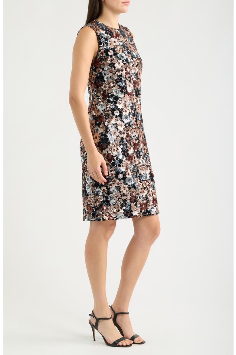 Floral Sequin Sheath Dress, Alternate, color, ANNE BLACK MULTI