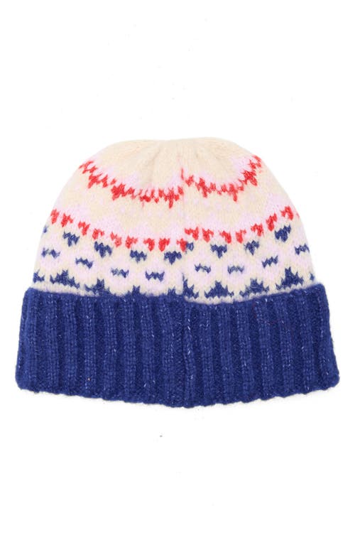 Vince Camuto Brushed Fair Isle Beanie In Blue