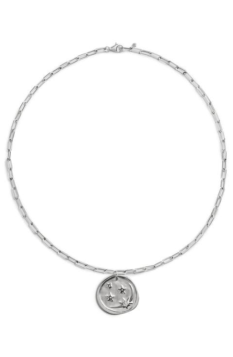 Talisman Recycled Sterling Silver & Diamond Pendant Necklace