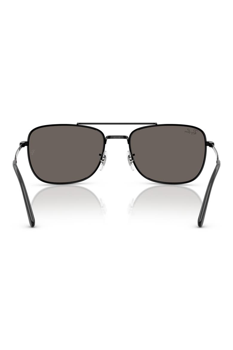 62mm Rectangular Sunglasses, Alternate, color, BLACK