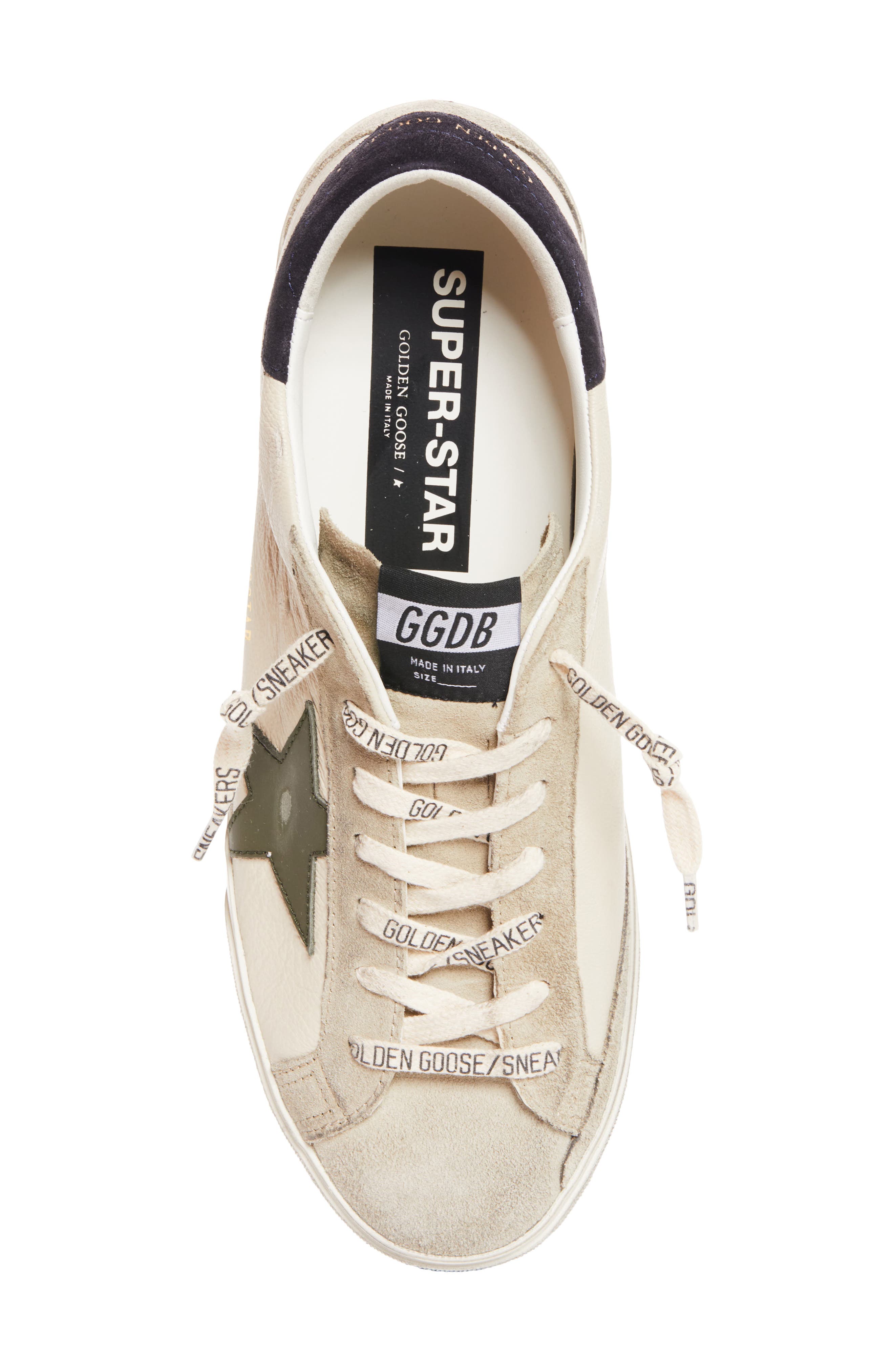 Golden Goose Super-Star Sneaker, Alternate, color, Cream/Grey/Olive Green/Blue