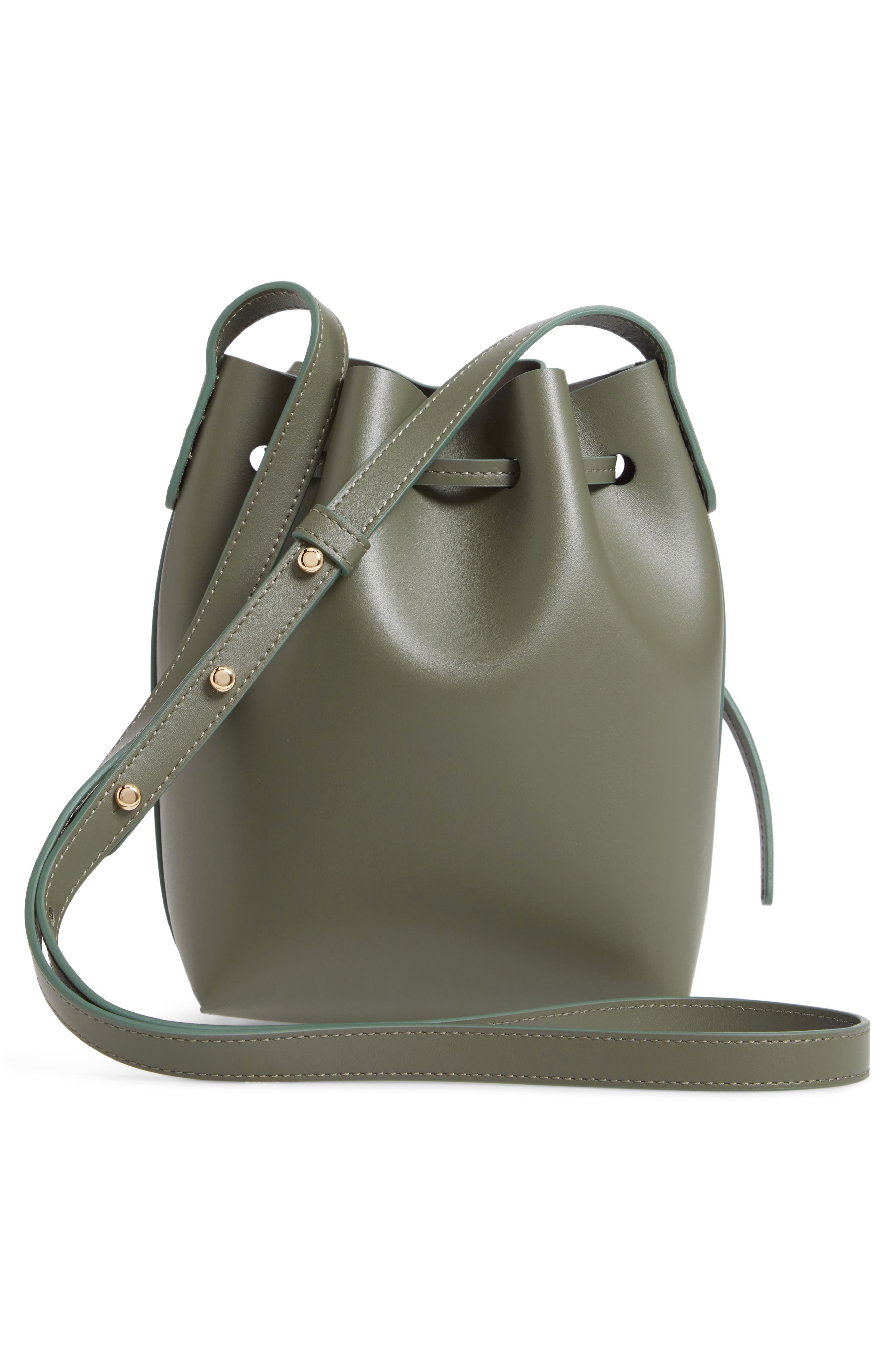 Mini Mini Leather Bucket Bag, Alternate, color, LEAF