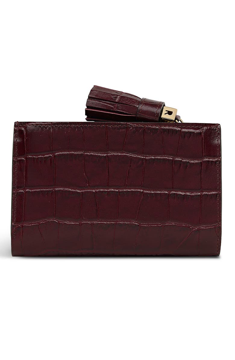Radley Noble Alley Croc Embossed Leather Wallet, Alternate, color, Dark Cherry