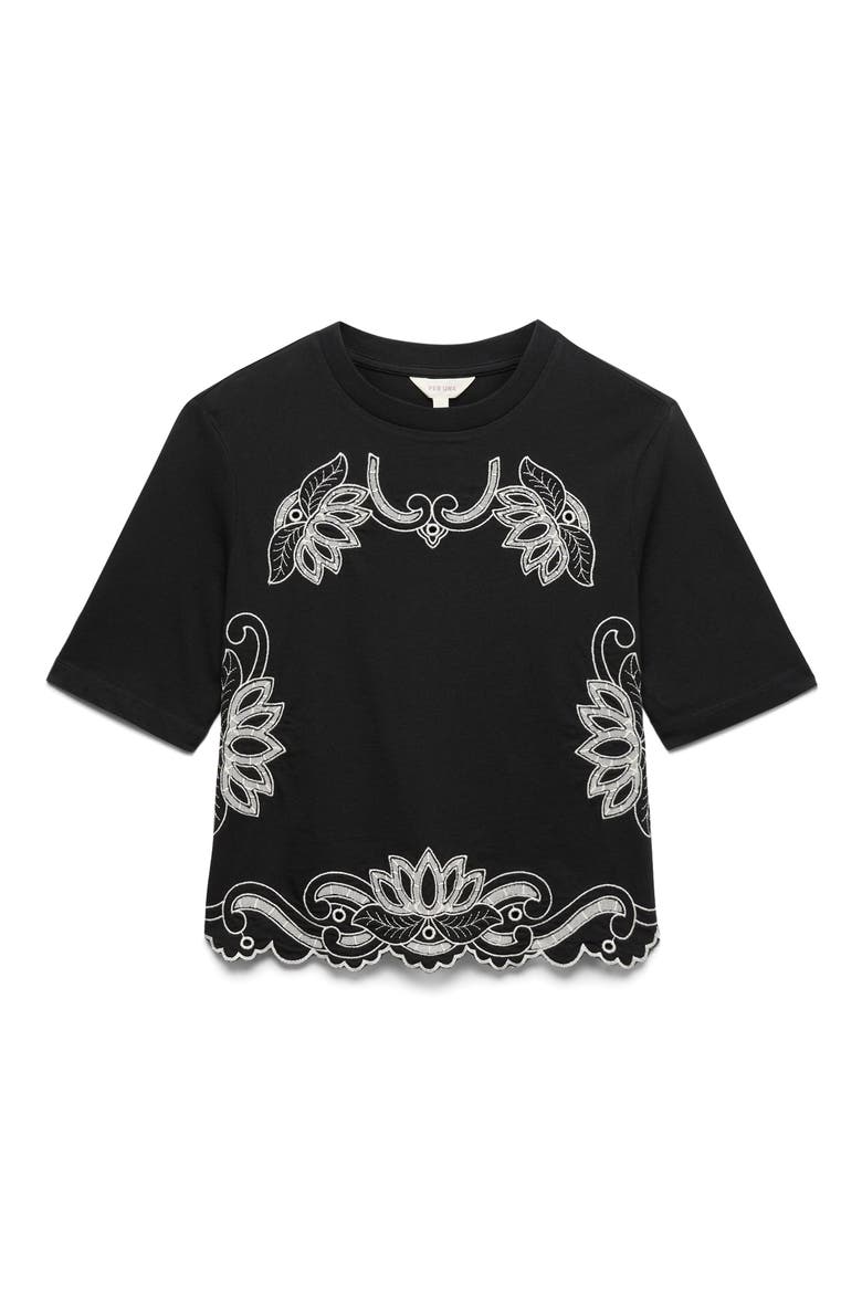 Pretty Cutwork Jersey T-Shirt, Alternate, color, BLACK