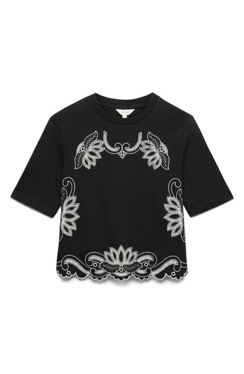 Pretty Cutwork Jersey T-Shirt
