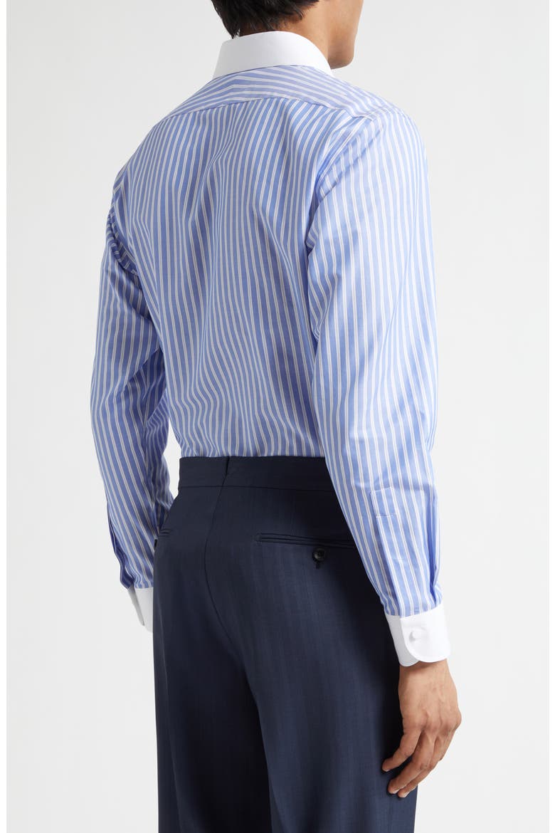 Classic Fit Contrast Collar Stripe Button-Up Shirt, Alternate, color, WHITE/ BLUE