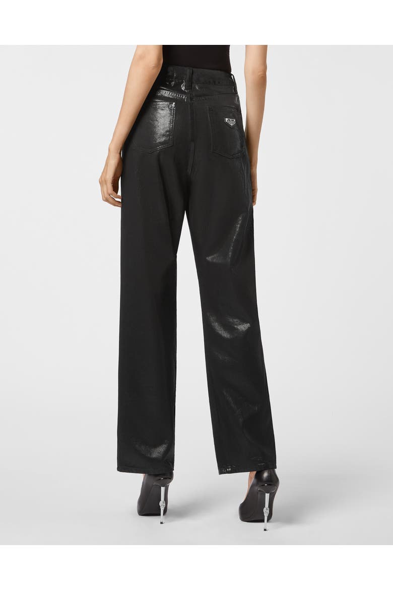 Denim Trousers Loose Fit Iconic Plein Women, Alternate, color, BlackInk