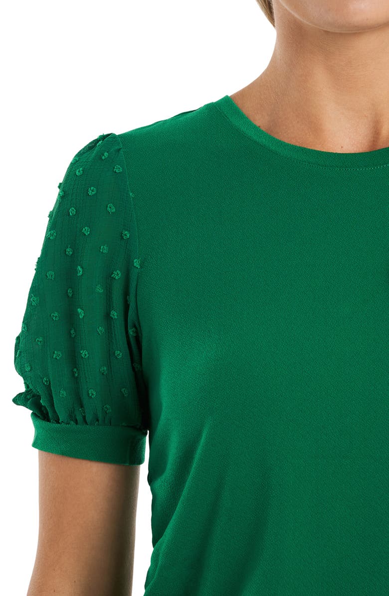 CeCe Clip Dot Puff Sleeve Top, Alternate, color, Lush Green