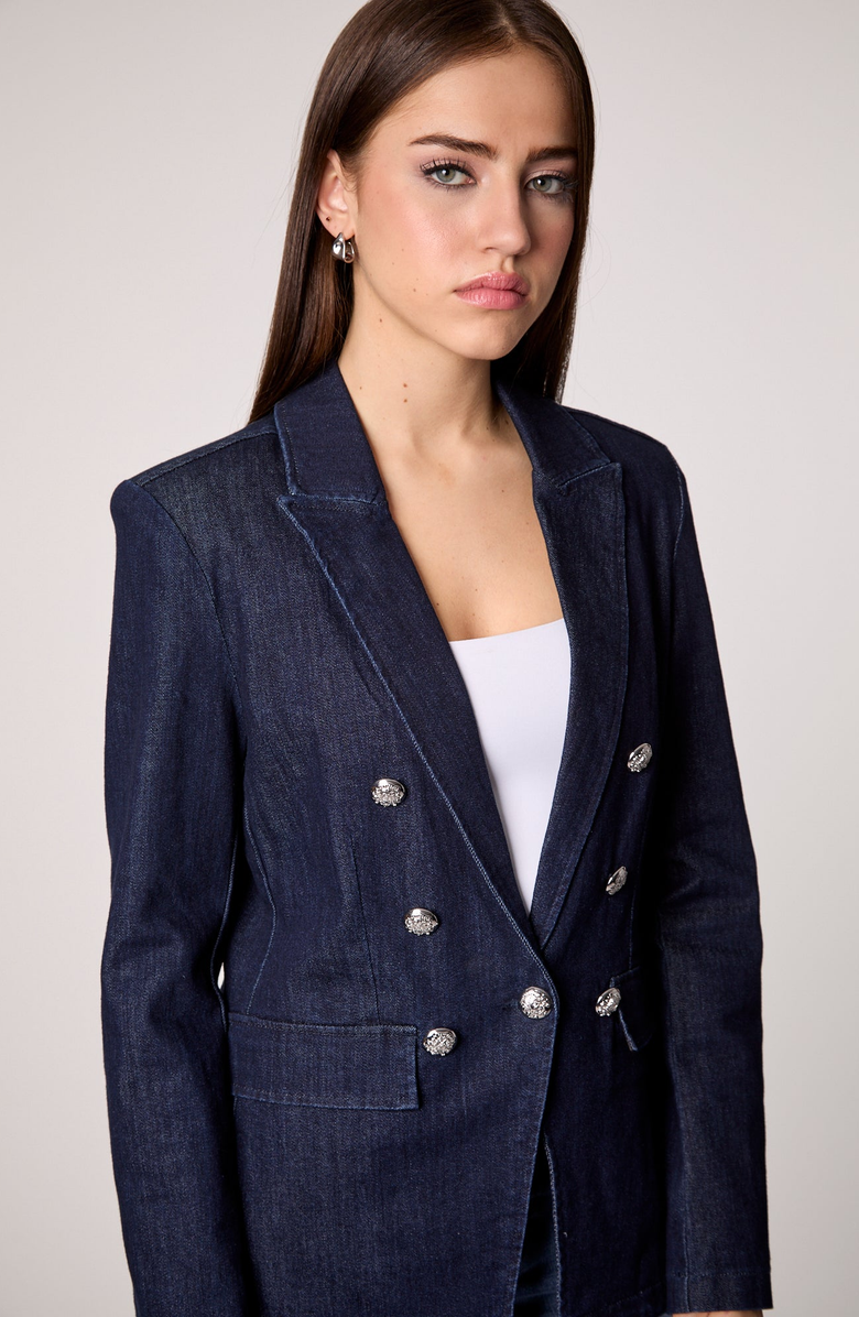 BLUE REVIVAL Hooded Helen Blazer, Alternate, color, Rinse / Grey