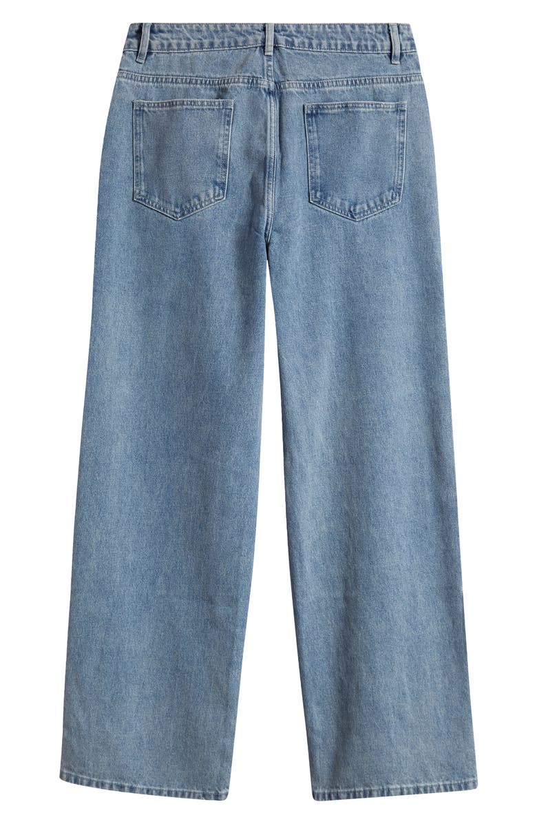 Mistress Rocks Crossover Waist Baggy Wide Leg Jeans, Alternate, color, Blue