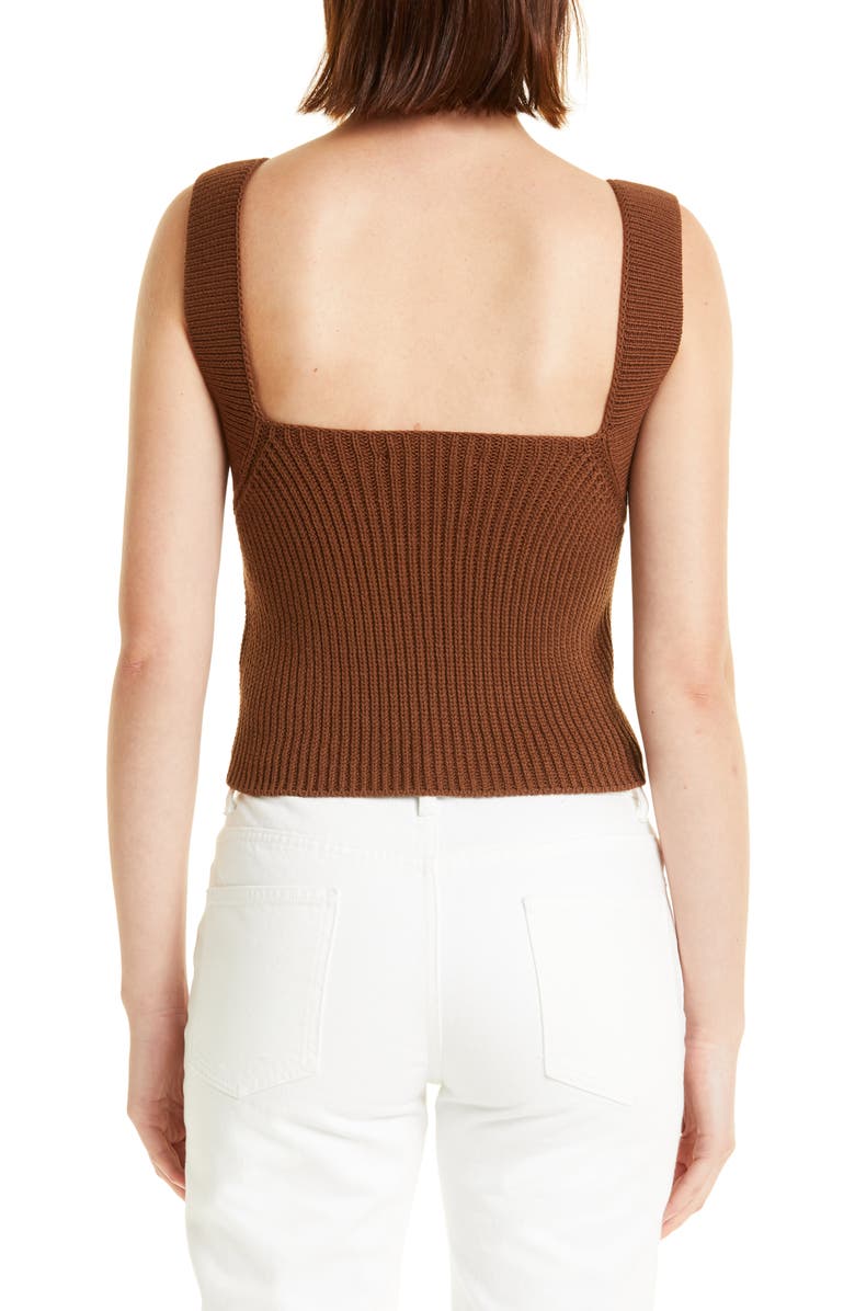 Vince Women's Rib Square Neck Organic Cotton Tank Sweater, Alternate, color, 