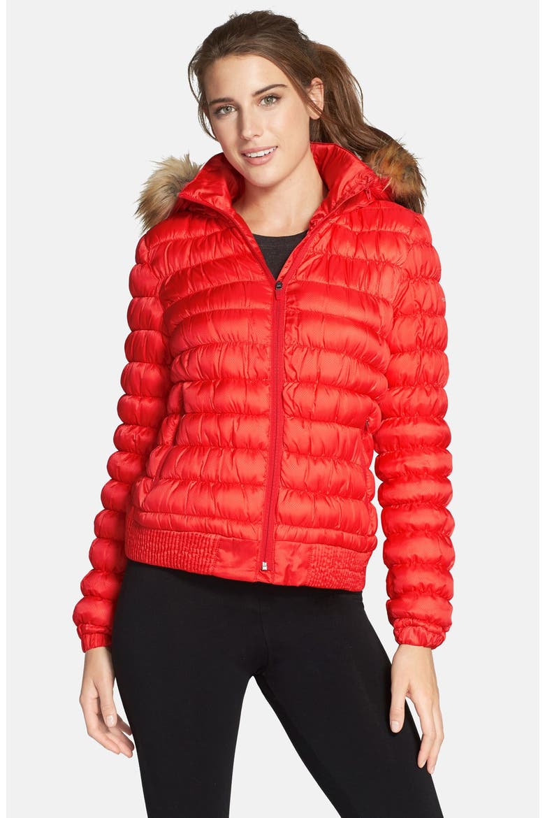 'Silversun' Featherless Water Resistant Puffer Jacket with Faux Fur Trim Hood, Main, color, CAYENNE